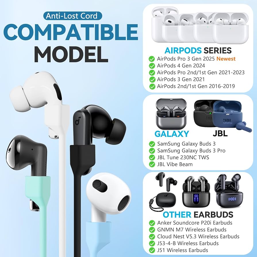 Amazon | AirPods用超強力磁気紛失防止ストラップ、カラフルな